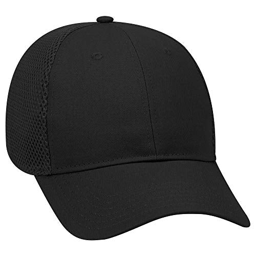 OTTO Cotton Twill w/Polyester 6 Panel Low Profile Air Mesh Baseball Cap - color: Black