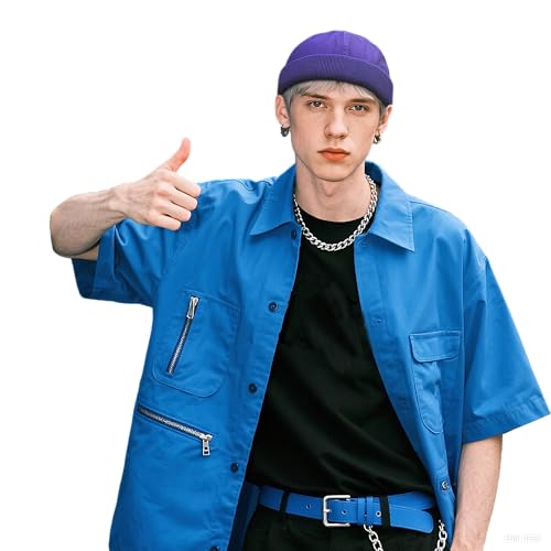 Clakllie Quick Dry Brimless Docker Cap for Men Summer Beanie Sailor Skullcap Lightweight Waterproof Adjustable No Brim Hat - color: Cdus-wbbh2401-purple
