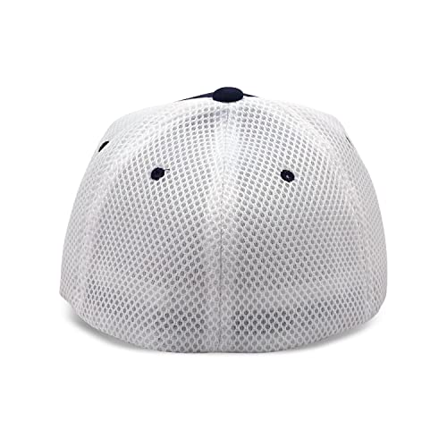 [2 Pack] Hybrid Stretch-Fitted Trucker Cap, Baseball Cap with Air Mesh - color: 2pk Navy/White (Air Mesh), size: Large-X-Large
