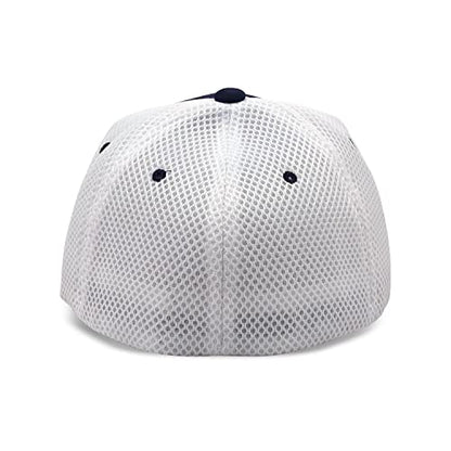 [2 Pack] Hybrid Stretch-Fitted Trucker Cap, Baseball Cap with Air Mesh - color: 2pk Navy/White (Air Mesh), size: Large-X-Large