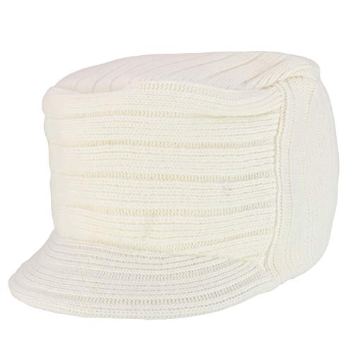 Armycrew Flat Top Army Style Knitted Visored Beanie Cap - color: White