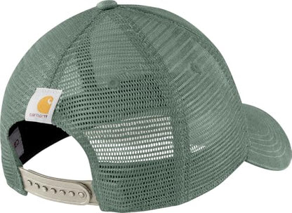 Carhartt Men's Canvas Mesh-Back Logo Graphic Cap - color: Green Slate/Malt