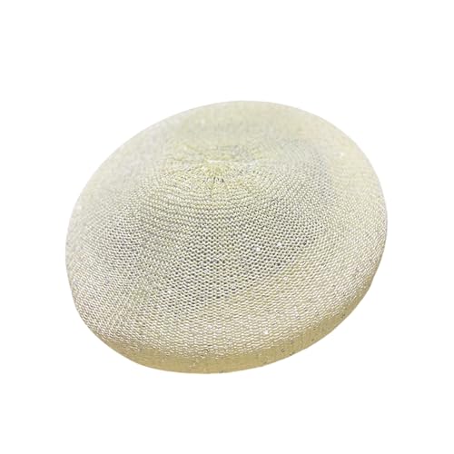 Women Lightweight Beret Floral Hollow Out Hat Breathable French Beret Beanie Hat Cap for Spring Summer - color: Beige 6#