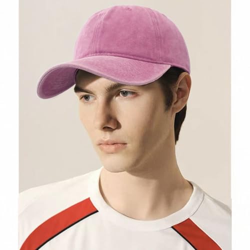 Unisex Washed Cotton Baseball Cap Casual Vintage Dad Hat - color: Pink Purple