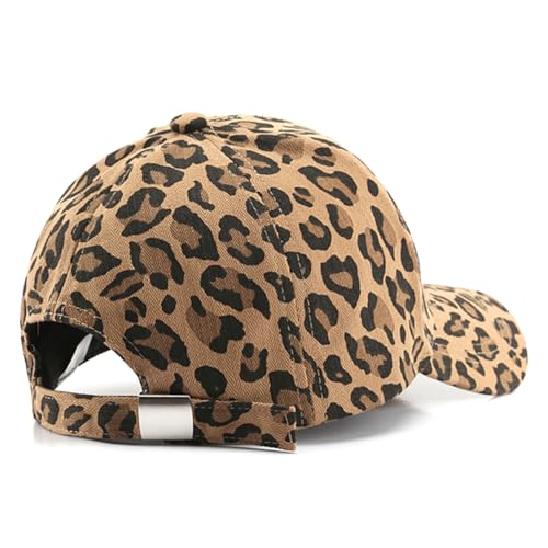 Women's Men's Fashion Baseball Cap Adjustable Strapback Hats Dad Hat Visor Sports Hat - color: Khaki Leopard