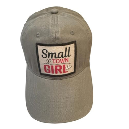 Popfizzy Funny Hats for Men and Women, Fun Adult Baseball Cap, Funny Birthday Gifts for Women and Men, Cool Dad Hat Gift Idea - color: Small Town Girl (Grey)