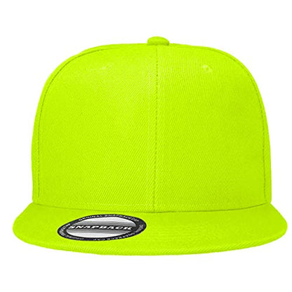 Falari Wholesale 12 Pack Snapback Hat Cap Hip Hop Style Flat Bill Blank Solid Color Adjustable Size - color: 12-pack Neon Green