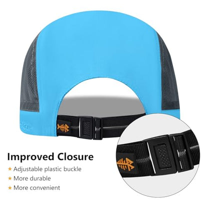 BASSDASH Folding Fishing Baseball Cap UPF 50+ Water Resistant Outdoor Portable Brim Hats for Women Men Hiking Adjustable - color: Cyan Blue