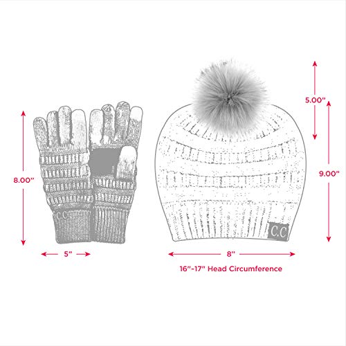 C.C Hatsandscarf Exclusives Unisex Solid Ribbed Beanie with Pom (HAT-43) - color: A Gift Set-taupe
