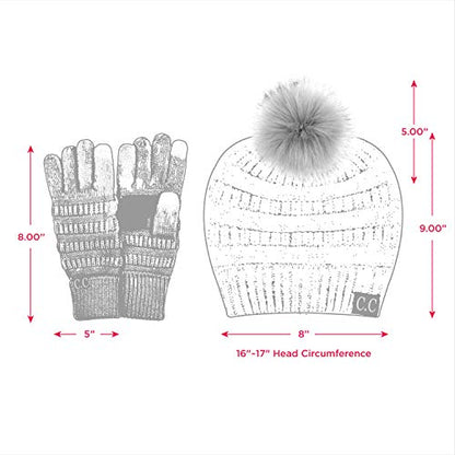 C.C Hatsandscarf Exclusives Unisex Solid Ribbed Beanie with Pom (HAT-43) - color: A Gift Set-mint