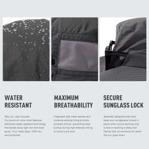 TOP-EX Wide Brim Mesh Sun Hat for Men and Women, UPF 50+ Water-Resistant - color: Darkgray, size: XX-Large