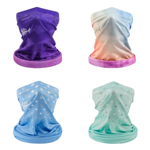 BASSDASH 4 Pack UPF 50+ UV Protection Neck Gaiter Sun Protector for Fishing Hunting Kayaking Hiking Cycling Outdoor - color: Collection F