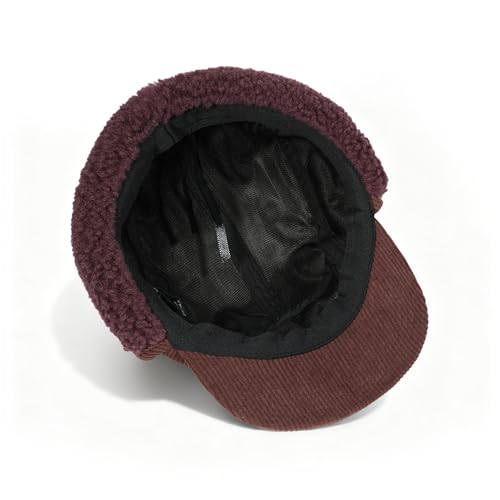 Clakllie Winter Earflaps Hat Short Brim Baseball Cap with Ear Flap Warm Trapper Hat Soft 5 Panel Style Russian Hats - color: Cdus-bsdt2501-brown