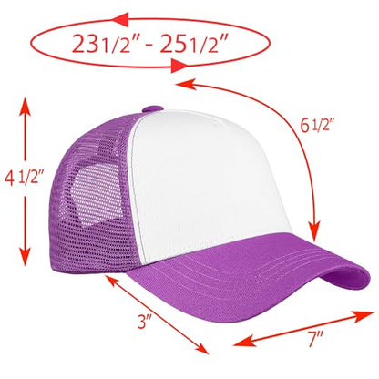 Falari 5-Panel Mesh Baseball Cap, Trucker Hat, Structured Plain Design, Cotton, Adjustable Size - color: 1pk Lavender