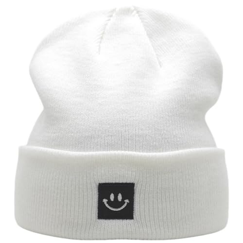 55cube Unisex Winter Beanie Hats Warm Thick Knit Cuffed Skullcaps - color: Solid White