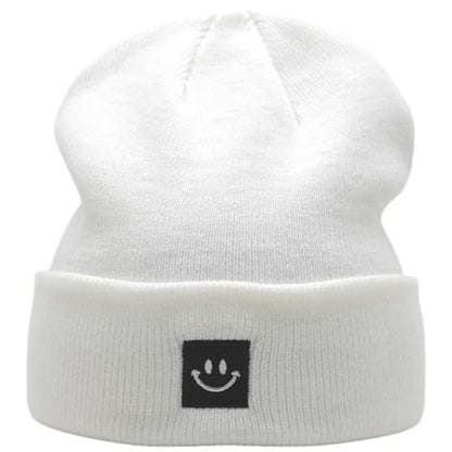 55cube Unisex Winter Beanie Hats Warm Thick Knit Cuffed Skullcaps - color: Solid White