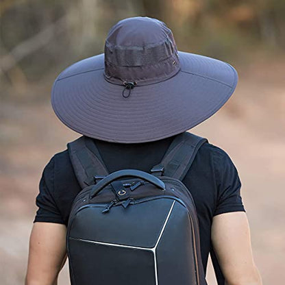 Leotruny Super Wide Brim Bucket Hat UPF50+ Waterproof Sun Hat for Fishing - color: C02-dark Gray