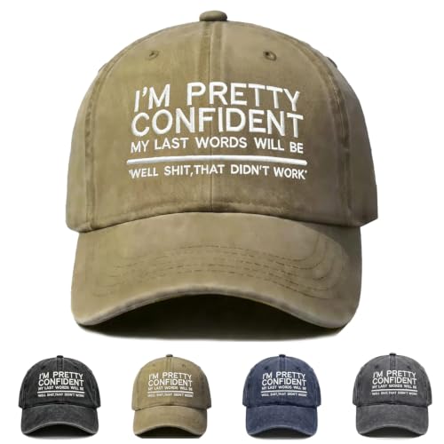 Old & Don't Care Hat, Vintage Distressed Old & Don’t Care Cap, Adjustable Funny Baseball Cap - color: Confident Khaki