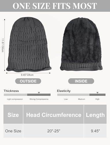 Senker Fashion 2 Pack Winter Beanie Hats for Women, Womens Slouchy Beanies - color: Dark Grey Black