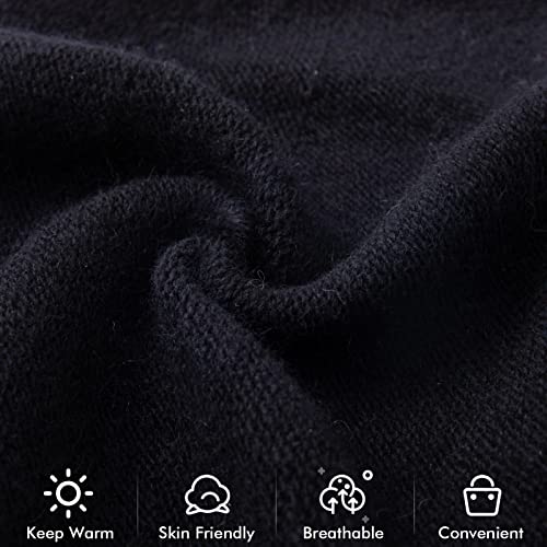 Knit Slouchy Beanie Hats for Women Cashmere Ski Cap Knitted Wool Soft Warm Winter Hat - color: A02-black