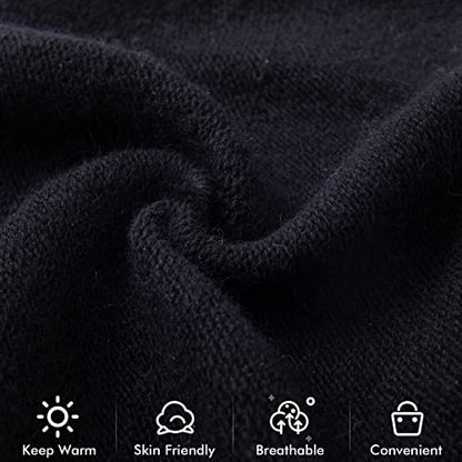 Knit Slouchy Beanie Hats for Women Cashmere Ski Cap Knitted Wool Soft Warm Winter Hat - color: A02-black