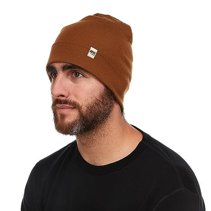 100% Merino Wool Cuff Beanie - Warm Winter Hat - Novelty Beanie - Toque - color: Golden Brown