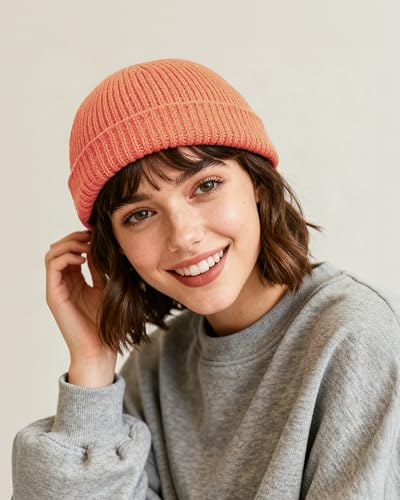 Croogo Brimless Hat Beanie Docker Cap Rolled Cuff Worker Sailor Skullcap - color: Ct47-swag Orange