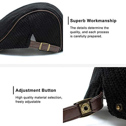 M MOACC Men Beret Hat Cotton Adjustable Newsboy Hats Cabbie Gatsby Cap Driving Flat Caps - color: Hat-t7-black