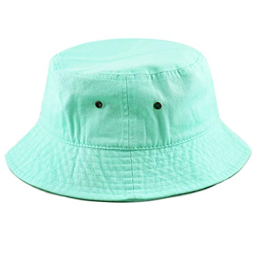 Cotton Bucket Hat Packable Sun Hat – Unisex Summer Travel Beach Fisherman Hat for Men Women Outdoor Fishing Hiking - color: Aqua, size: Large-X-Large