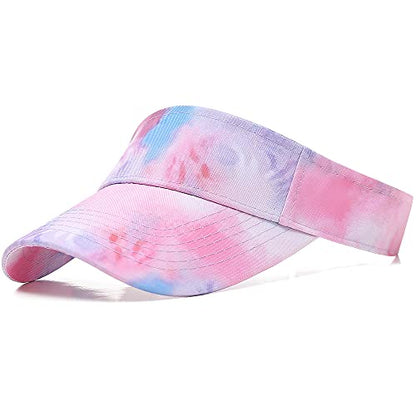 Sport Sun Visor Hats Cotton Ball Caps Empty Top Baseball Sun Cap for Men Women - color: Tie-dye Pink