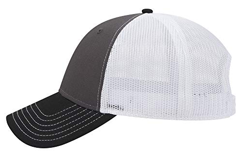 OTTO 6 Panel Low Profile Contrast Vertical Mesh Back Cap - color: Blk/Ch.gry/Wht
