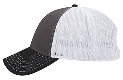 OTTO 6 Panel Low Profile Contrast Vertical Mesh Back Cap - color: Blk/Ch.gry/Wht