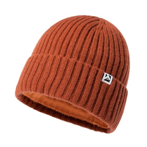 TOP-EX PolarWool™ L/XL/XXL 100% Merino Wool Beanie Fleece Lined Hat Watch Cap for Cold Weather Winter Warm - color: Red, size: XX-Large