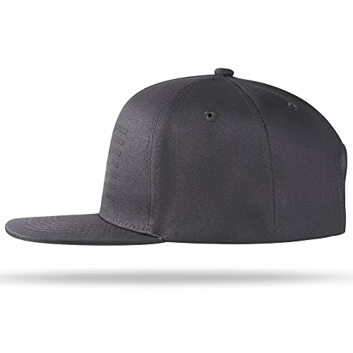UALON Baseball Cap, Snapback Trucker Hat for Men & Women with American Flag and Adjustable, Breathable Mesh, Flat Bill Hats - color: Dark Gray