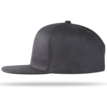 UALON Baseball Cap, Snapback Trucker Hat for Men & Women with American Flag and Adjustable, Breathable Mesh, Flat Bill Hats - color: Dark Gray