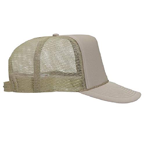 OTTO Polyester Foam Front 5 Panel High Crown Mesh Back Trucker Hat - color: Khaki