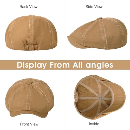 Newsboy Cap for Men Cotton 8 Panel Men's Flat Cap - color: Khaki+armygreen, size: One Size