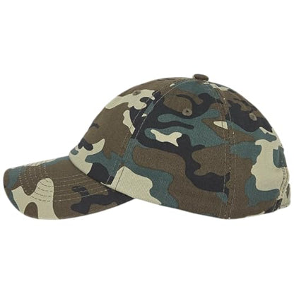 E BY ELIDAN Classic Dad Hat Cotton, Low-Profile Plain Baseball Cap, Adjustable, Breathable and Packable - color: Camo