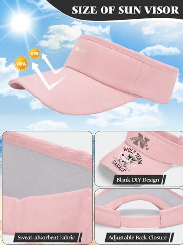 12 Pack Sun Visor Hats Softball Adjustable Cap Sun Protection for Women Men - color: Pink