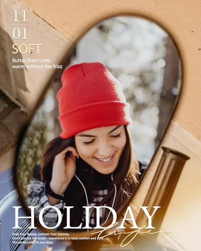 Satin Lined Knit Beanie Hat-100% Cotton Winter Hats for Women Men - color: 1-red