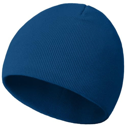 100% Cotton Beanie Hat Cuffless Beanies Warm Knit Winter Skull Cap - color: 1pcs-blue