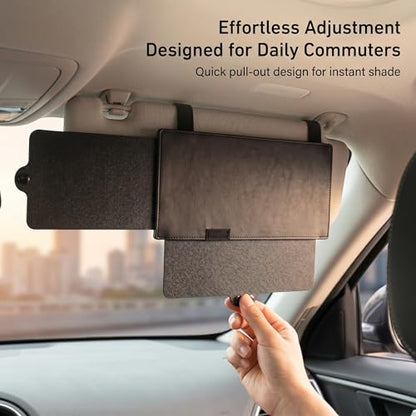 1 PC Sun Visor Extender for Car, Anti Glare Side Sun Blocker, Clip On Visor Attachment, Universal for Most Cars, Trucks, SUVs (Black)