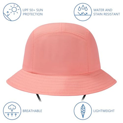BASSDASH UPF50+ Fishing Bucket Hat for Men Women Lightweight Water Resistant Packable Outdoor Summer Sun Hats FH13 - color: Peach Pink