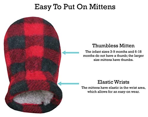 N'Ice Caps Toddler Baby Boys Flap Hat Mitten Set Fleece Sherpa Lined - color: Red, size: 4-6 Years