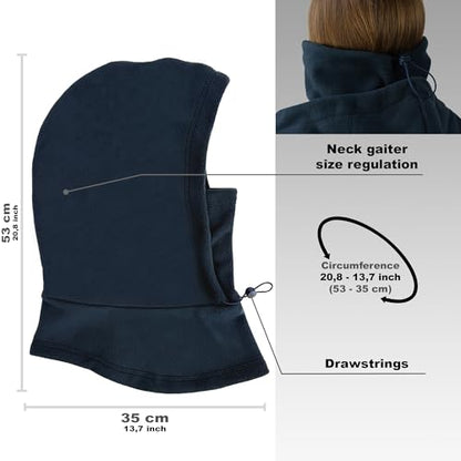 Fleece Balaclava Over Helmet - Warm Helmet Ninja Hood - Snowboard Hooded Hat Neck Gaiter Ski Mask - color: Jeans, size: One Size
