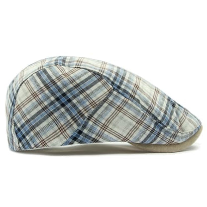 Plaid Newsboy Hats Flat Cap for Men Women Ivy Catsby Cabbie Driving Hat - color: Plaid-04-blue