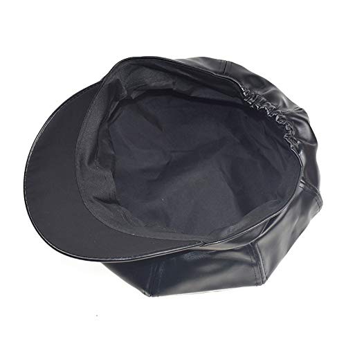 Women Newsboy Hats,8 Panel Ivy Beret PU Leather Cabbie Cap - color: Wine Red