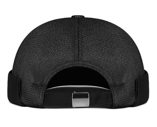 Mens Breathable Mesh Skull Cap Docker Beanie Hat Sailor Hat - color: Black