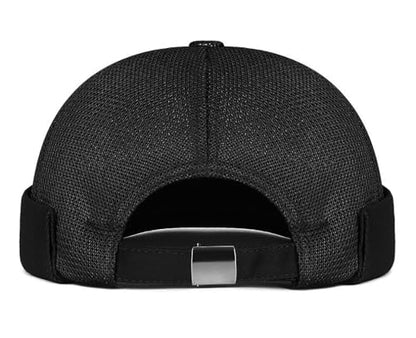 Mens Breathable Mesh Skull Cap Docker Beanie Hat Sailor Hat - color: Black
