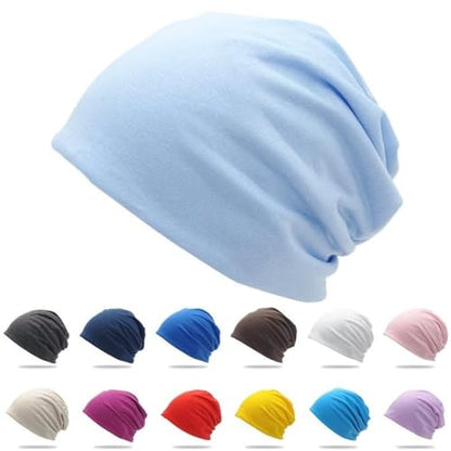 Cotton Slouchy Beanie hat Candy Color Chemo Skull Cap Men Women Beanies - color: Light Blue